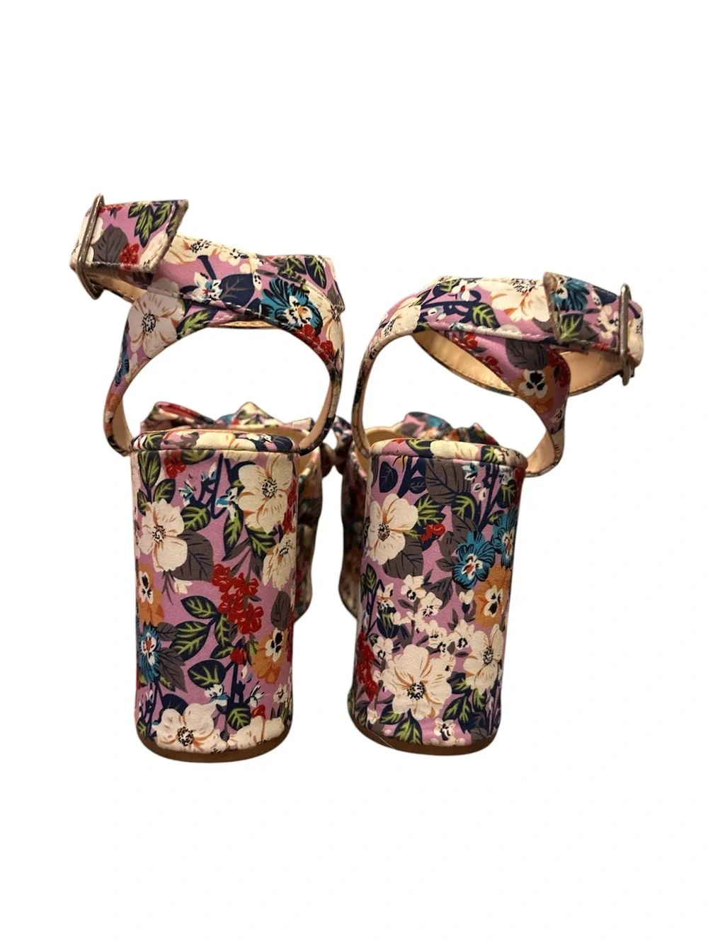 BAMBOO Floral Platform Ankle-Strap Heels 7
